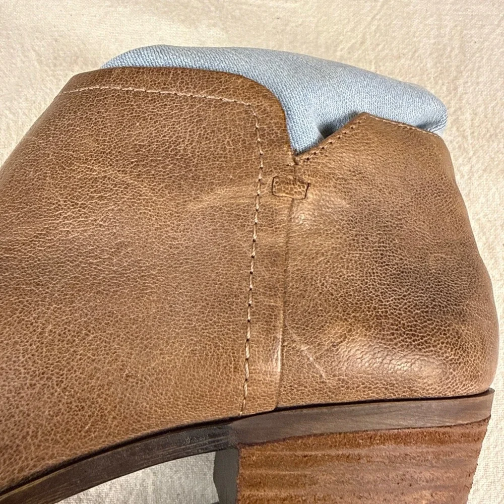 Lucky Brand Ankle Boots Women 8.5 Brown Boho Pebbled Leather Side Zip Booties